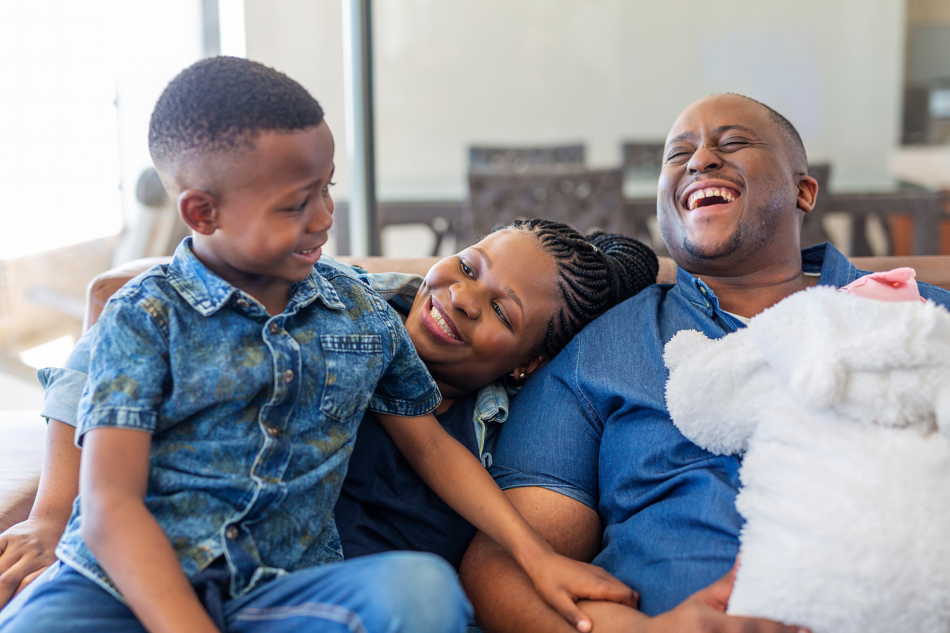 Family on couch